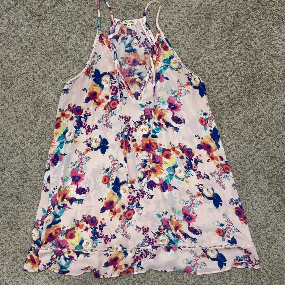 Racerback Pink Floral Flowy Blouse